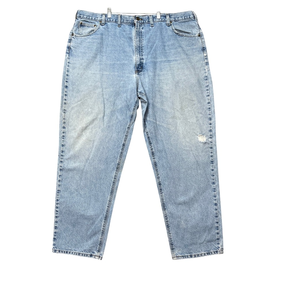 VTG Carhartt B17 STW Jeans Mens 48x32 Light Wash Relaxed Fit 5-Pocket Distressed